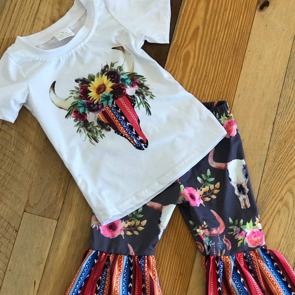 Serape Skull Rodeo Outfit, Toddler Girls Bells